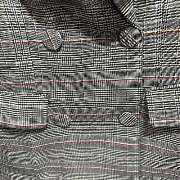 Olia Blazer Size S Black Red Plaid Double Breasted Covered‎ Button Suit Jacket - Picture 6 of 9